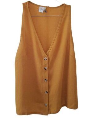 Paper Crane Dark Yellow Sleeveless Button Down Top